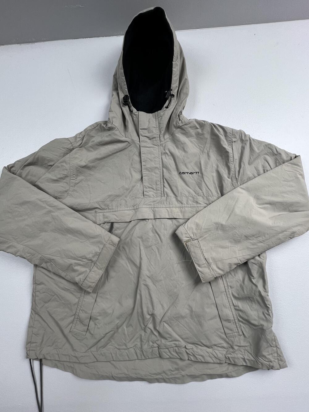 Carhartt Jacket Mens Nylon Hooded Pullover Anorak Fleece Lined Outdoor Read
